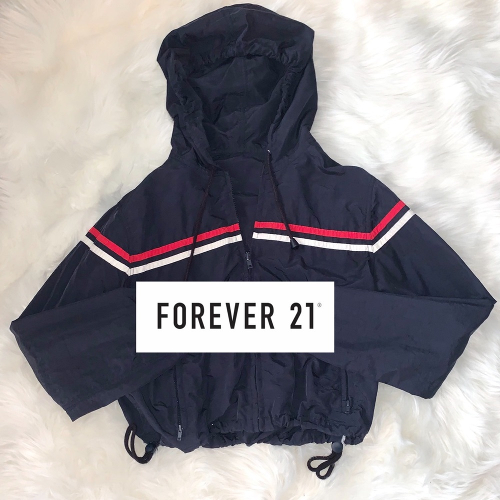 Stripped Trimmed Hooded Windbreaker